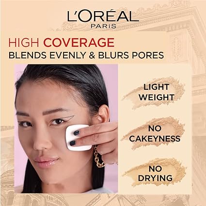 L’Oréal Paris High Coverage Compact Powder, Matte-Finish, Lightweight & Blendable, Compact Face Makeup, With SPF 32 & PA +++, Infallbile 24h Oil Killer  6g