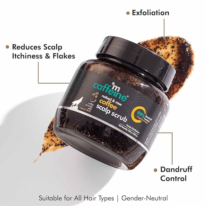 mCaffeine Anti Dandruff Coffee Scalp Scrub - 99% Dandruff Control Treatment for Men & Women | Scalp Exfoliator & Dandruff Remover | For Itchy Scalp in Hot & Humid Weather- 250gm