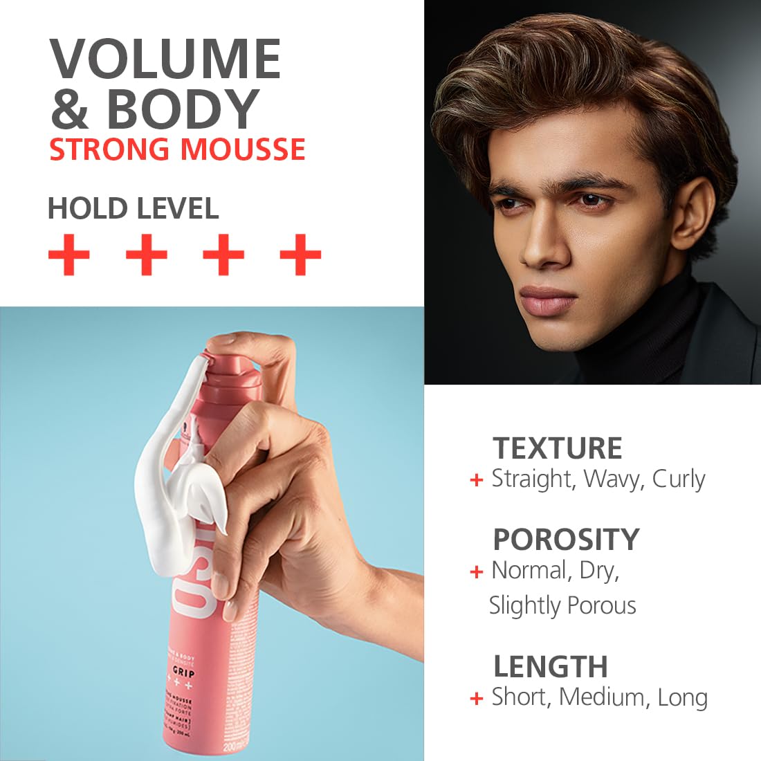 Schwarzkopf Professional OSIS+ Volume & Body Grip+ Extra Strong Mousse 200ml