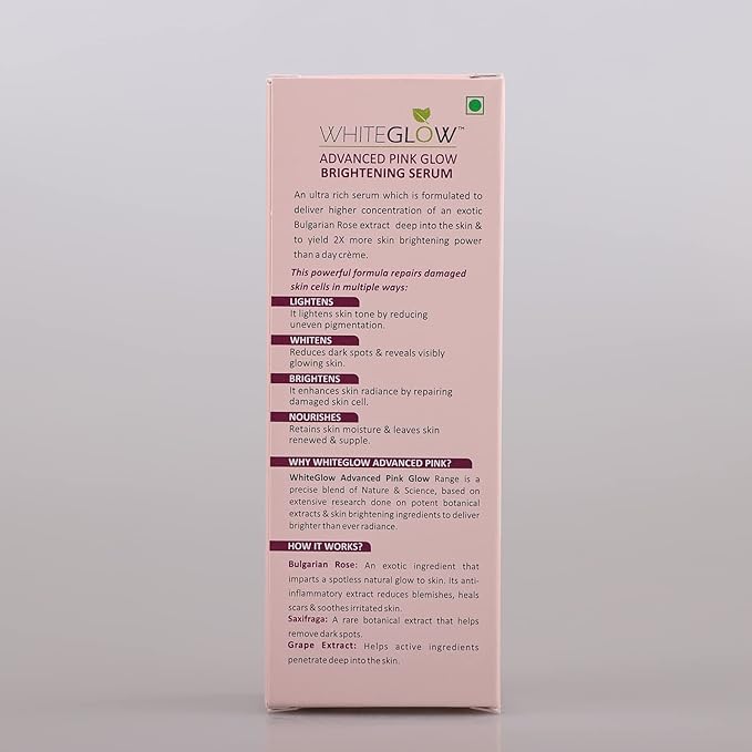 Lotus Herbals Whiteglow Advanced Pink Glow Brightening Serum, 30ml