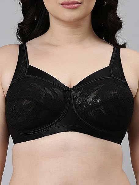 Enamor FB06 Full Support Classic Lace Lift Bra - Non-Padded, Wirefree & Full Coverage