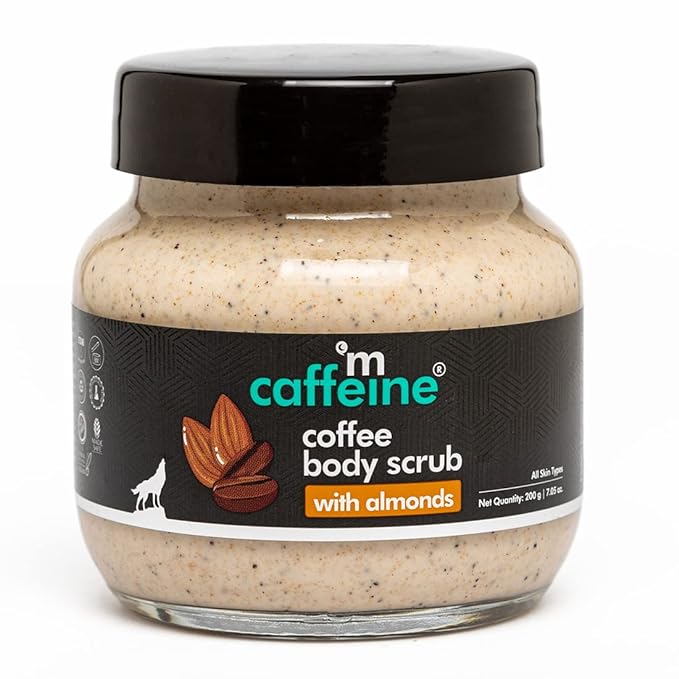 mCaffeine Almond & Coffee Body Scrub for Tan Removal | Creamy Bathing Body Scrub for Dry Skin | Exfoliating Scrub for Body for Women & Men - 200gm