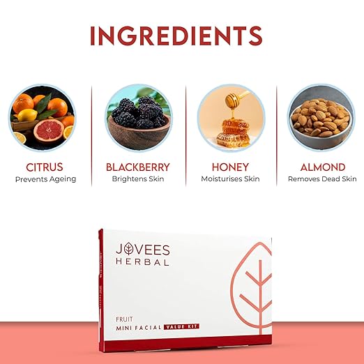 Jovees Herbal Mini Fruit Facial Kit With 6 Easy Steps 63GM (Multiple Use)