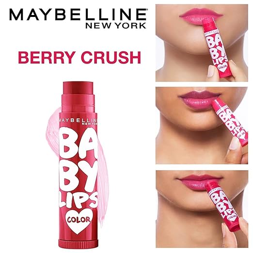 Maybelline New York Lip Balm, With SPF, Moisturises and Protects from the Sun, Pink Lolita & Baby Lips Cherry Kiss, Baby Lips, Berry Crush, 4g