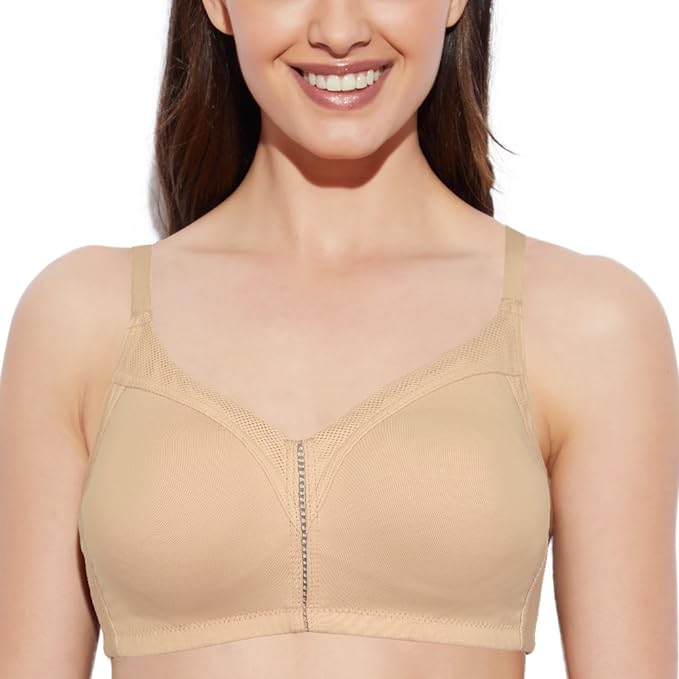 Enamor AB75 M Frame No Bounce Full Support Cotton Bra for Women - Non-Padded Non-Wired & Full Coverage with Cooling Technology | Available in Solid Colours