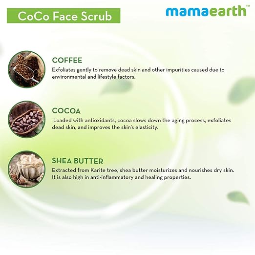 Mamaearth CoCo Face Scrub with Coffee & Cocoa for Rich Exfoliation - 100g