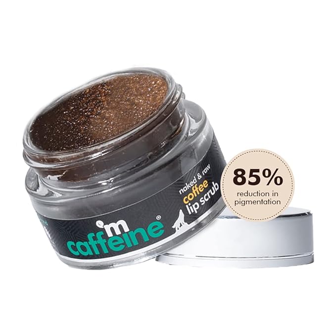 mCaffeine Coffee Lip Scrub Balm - 85% Reduction in Dark Lips & Pigmentation | Heals Dry & Chapped Lips | With Natural Sugar, Cold Pressed Coconut Oil & Coffee Scrub | 100% Vegan (12gm)