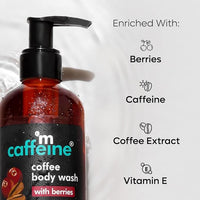 mCaffeine Coffee Body Wash with Berries | De-Tan & Deep Cleansing Shower Gel | Enriched with Vitamin C & in Energizing Fruity Berry Aroma | Suitable for All Skin Types | For Men & Women (200ml)