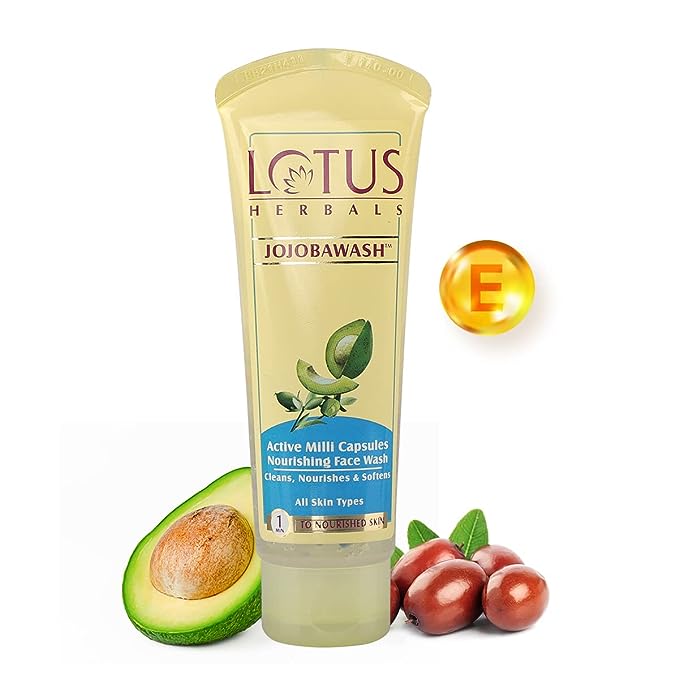 Lotus Herbals Jojobawash Active Milli Capsules Nourishing Face Wash | For All Skin Types | 80g