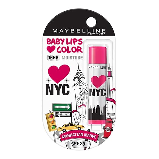 Maybelline New York Baby Lips Loves NYC Tinted Lip Balm for dark & pigmented lips, Manhattan Mauve, 4g