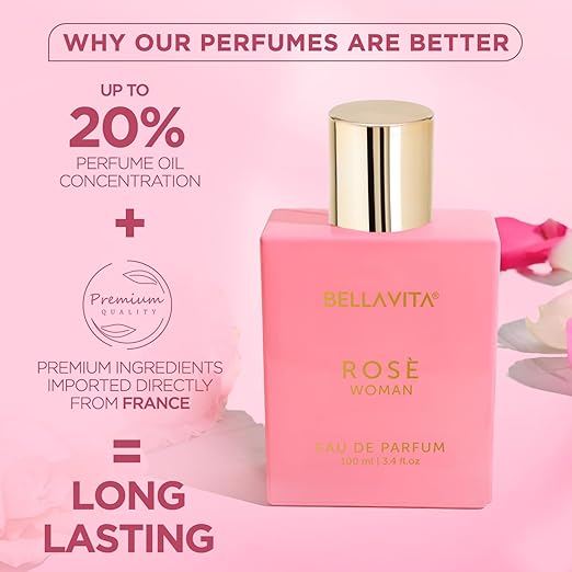 Bella Vita Luxury Rose Woman Eau De Parfum Perfume for Women with Black Currant, Vanilla, Jasmine|Floral & Sweet EDP Long Lasting Fragrance Scent 100 ML