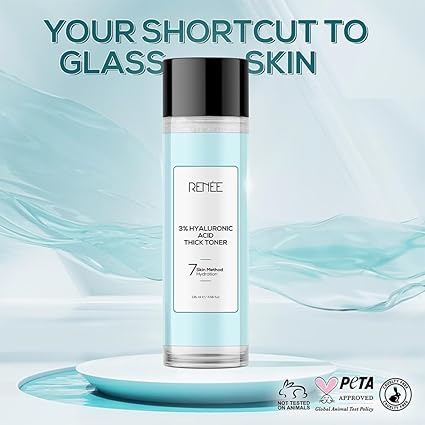 RENEE 3% Hyaluronic Acid Thick Face Toner for Intense Hydration & Glassy Luminous Radiant Skin, Reduces Fine Lines, Contains Vitamin B5 & Cucumber Extract, Soothes & Moisturizes, Dewy Finish 135 Ml