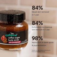 mCaffeine Coffee Sugar Body Scrub with Pomegranate for Gentle Exfoliation & Smoothening | Reduces Dead Skin, Tan & Scars | Fresh Pomegranate Aroma | Ultra Fine Scrub for Men & Women - 250g