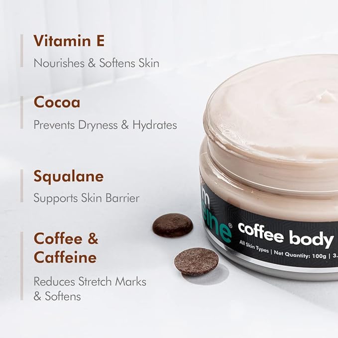 mCaffeine Coffee Body Yogurt with Cocoa for Instant Hydration & Moisturization | Lightweight Body Moisturizer with Fast Absorbing Gel-Cream Formula | Sweet Choco-Coffee Aroma - 100g