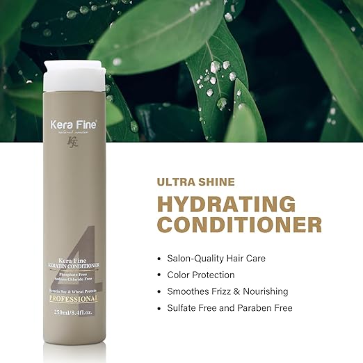 KERA FINE KERATIN CONDITIONER | 250ML | SULFATE FREE | PARABEN FREE | PHOSPHATE FREE | SODIUM CHLORIDE FREE | KERATIN SOY & WHEAT PROTEIN | PROFESSIONAL USE