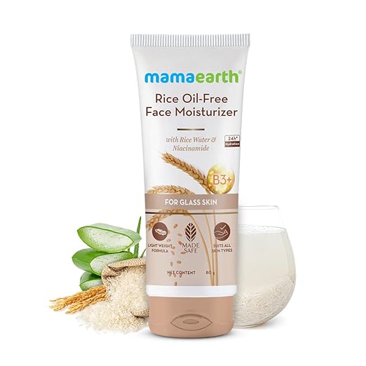 Mamaearth Rice Oil-Free Face Moisturizer for Oily Skin, With Rice Water & Niacinamide for Glass Skin - 80 g