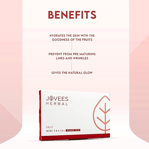 Jovees Herbal Mini Fruit Facial Kit With 6 Easy Steps 63GM (Multiple Use)