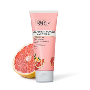 PureSense Grapefruit Squeeze Face Wash with Glutathione + Vitamin C and Vitamin B3 | Kiwi & Kakadu Plum | Fights dullness and Reveals Radiant Glow | For Men & Women - 100ml