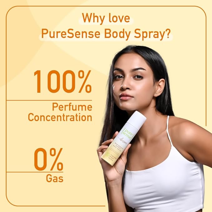 PureSense Desire Madagascar Vanilla Long Lasting No Gas Deodorant Body Spray for Women | Aluminium Free | Vegetable Origin Alcohol | Warm & Musky Fragrance | 150ml