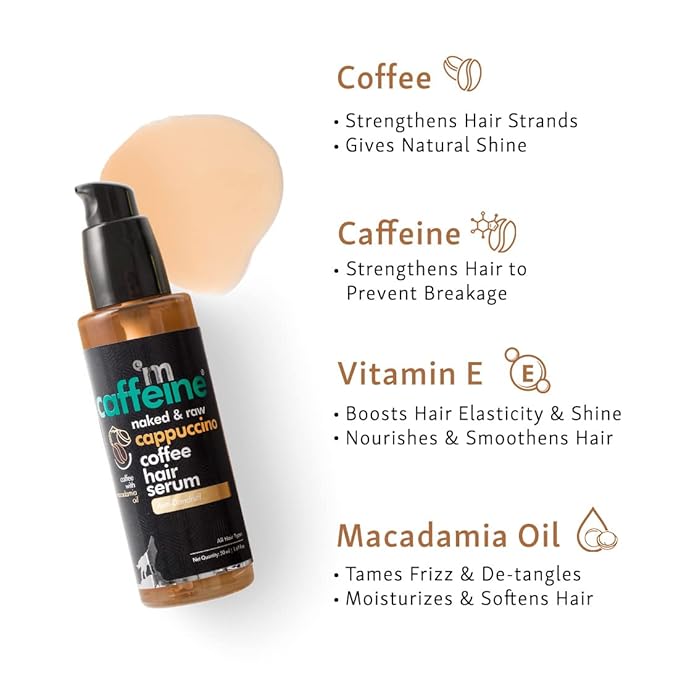 mCaffeine Anti Dandruff Serum for Hair | Coffee, Macademia Oil & Vitamin E | For Frizz Control & Dandruff Control | SLS & Paraben Free - 50ml