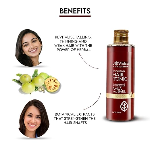 Jovees Herbal Revitalising Amla & Bael Hair Tonic | Gives Long, Strong & Thick Hair | For All Hair Types 200ml