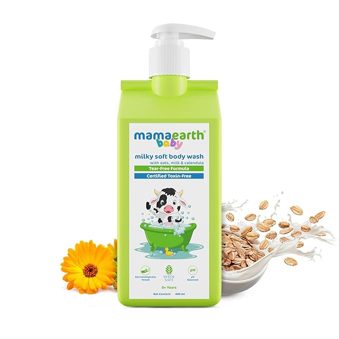 Mamaearth Milky Soft Body Wash for Babies with Oats, Milk and Calendula (400 ml)