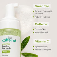 mCaffeine Click to open expanded view Foaming Face Wash for Combination Skin - Fights Dark Spots & Controls Oil | With Vitamin C, Aloe Vera & Green Tea | Daily Use Refreshing Facial Cleanser for Men & Women | 110ml