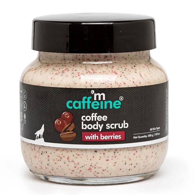 mCaffeine Berries & Coffee Body Scrub for Tan Removal | Creamy Body Scrub for Dry Skin | Exfoliating Scrub for Body for Women & Men - 200gm