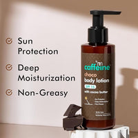 mCaffeine Deep Moisturizing Choco Body Lotion with SPF for Sun Protection | All Season Moisturizer for Body with Cocoa Butter & Shea Butter | Non-Sticky Body Lotion for Women & Men (150ml)