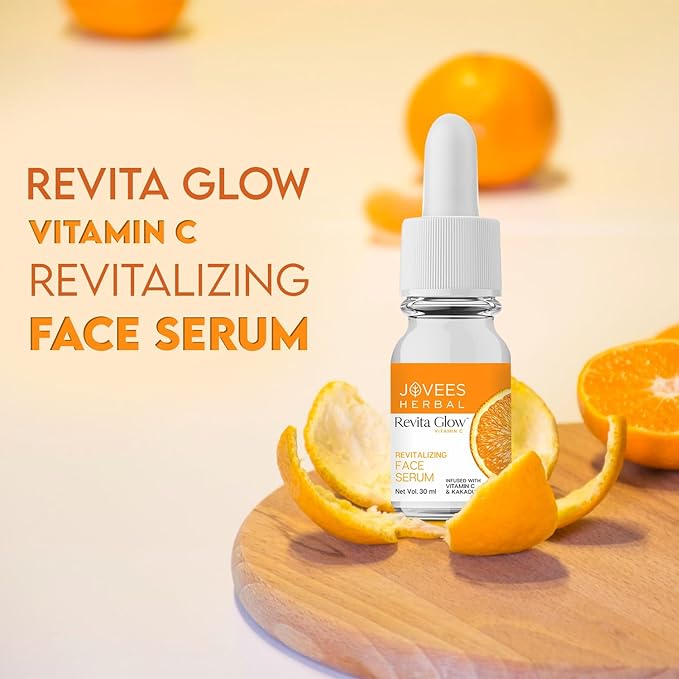 Jovees Herbal Revita Glow Vitamin C Face Serum Infused with Vitamin C & Kakadu Plum | For Skin Brightening & Hyperpigmentation | For All Skin Type | 30ml