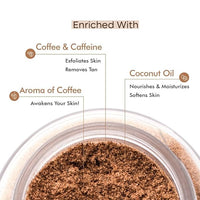 mCaffeine Exfoliating Coffee Body Scrub for Tan Removal & Soft-Smooth Skin | For Women & Men | De-Tan Bathing Scrub with Coconut Oil, Removes Dirt & Dead Skin from Neck, Knees, Elbows & Arms - 100gm