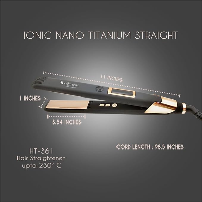 Hector Ionic Nano Titanium Hair Straightener- Gold Collection