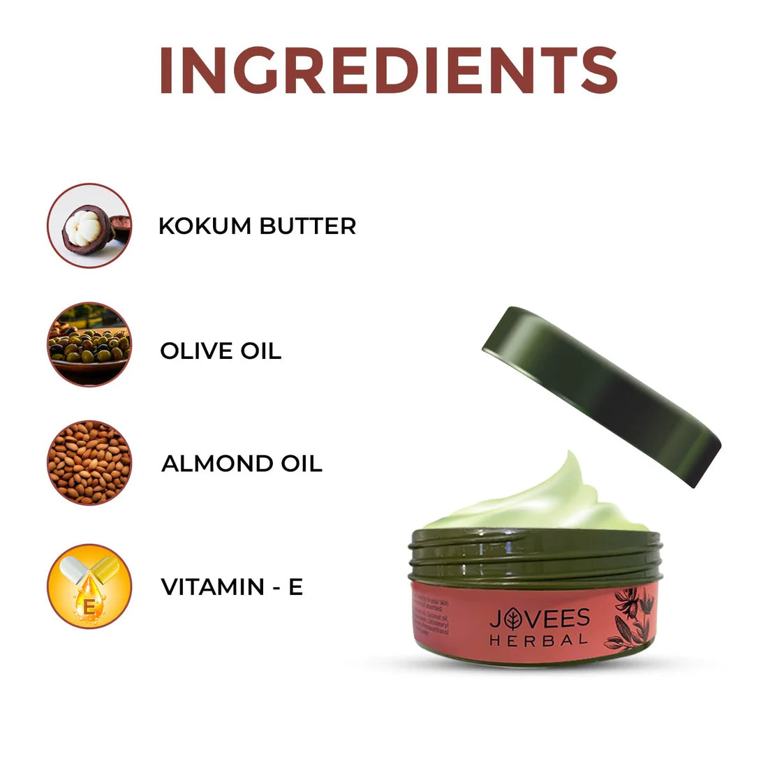 Jovees Kokum Body Butter for Dry & Rough Skin | Deep Nourishment, Non-Sticky 200gm