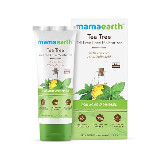 Mamaearth Tea Tree Oil-Free Moisturizer For Face For Oily Skin With Tea Tree & Salicylic Acid For Acne & Pimples 80g