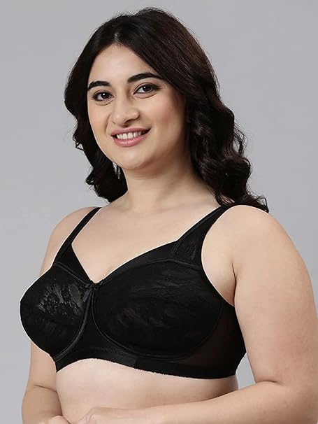 Enamor FB06 Full Support Classic Lace Lift Bra - Non-Padded, Wirefree & Full Coverage