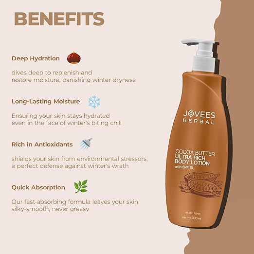 Jovees Cocoa Butter Hand & Body Lotion, 300 ml