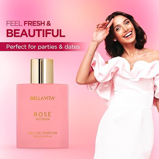 Bella Vita Luxury Rose Woman Eau De Parfum Perfume for Women with Black Currant, Vanilla, Jasmine|Floral Sweet EDP Long Lasting Fragrance Scent 100