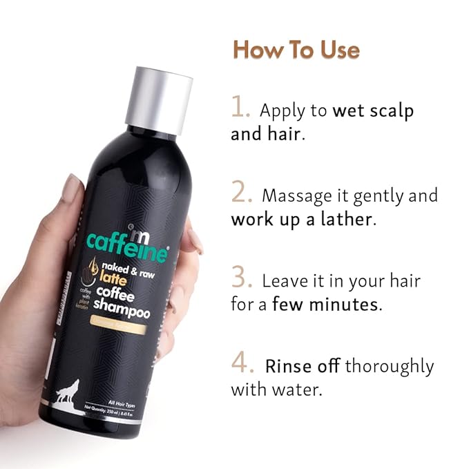 mCaffeine Latte Coffee Shampoo for Damage Repair with Coconut Milk & Keratin | Moisturizes and Nourishes Dry Hair | Sulphate & Paraben Free for Smooth & Shiny Hair | For Men & Women | 250 ml