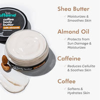 mCaffeine Coffee & Almonds Body Butter with Shea Butter for Deep Moisturization & Soft Skin -Nourishes Dry Skin | Non-Sticky Moisturizer | Coffee-Almond Aroma | Shea Body Butter for Women & Men -100 g