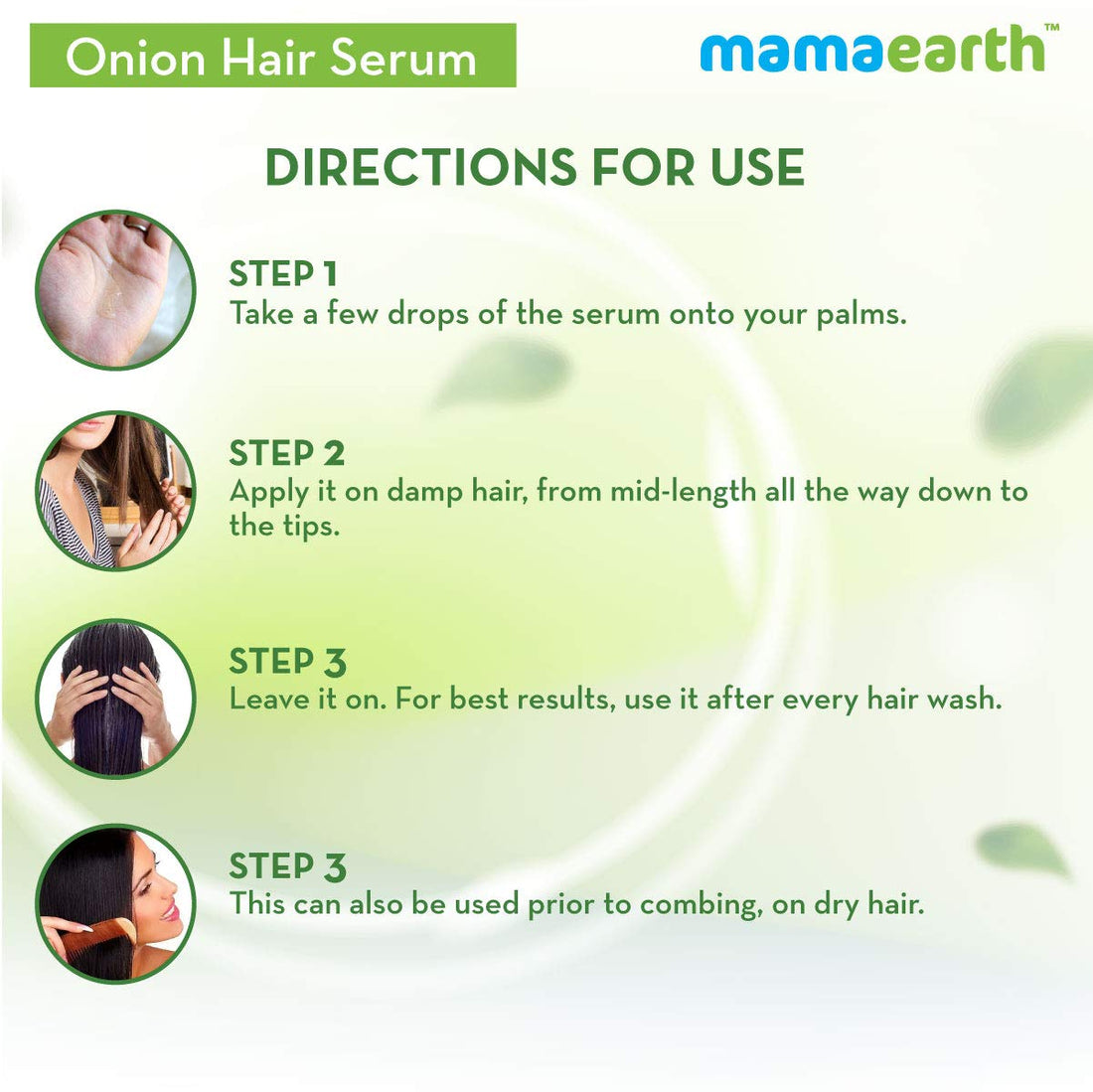 Mamaearth Onion Hair Serum For Silky & Smooth Hair, Tames Frizzy Hair, with Onion & Biotin for Strong, Tangle Free & Frizz-Free Hair - 100 ml