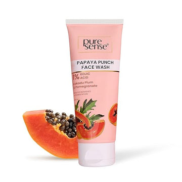 PureSense Papaya Punch Face Wash with 1% Kojic Acid | Kakadu Plum & Pomegranate | Reduces Blemishes & Pigmentation | For Men & Women - 100ml