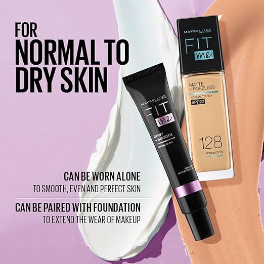 Maybelline New York Fit Me Dewy + Smooth Primer, Hydrates, Vitamin E for dewy glow, Long-lasting upto 12 hrs, 30 ml