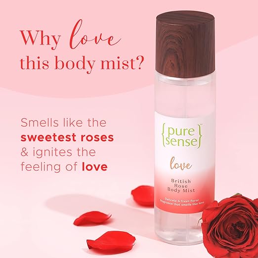 PureSense Love British Body Mist Long Lasting Fragrance Women's Perfume | Instant Mood Lifter | Cruelty Free | 150 ml