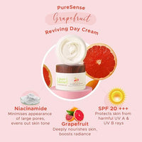 PureSense Vitamin C Grapefruit Reviving Day Cream with SPF 20 +++ | Vitamin C Face Moisturizer | Sun Protection & Deep Moisturization | For Women | 50g