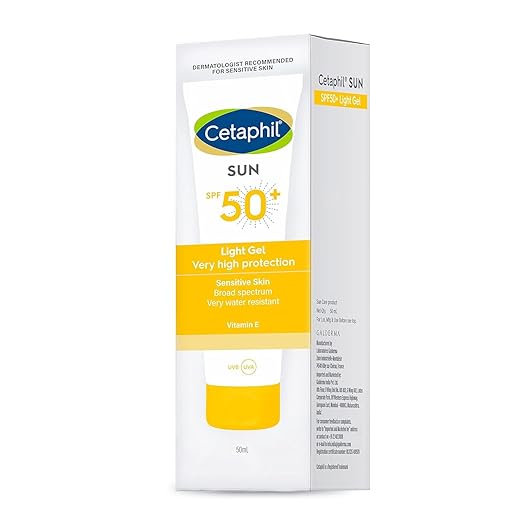 Cetaphil Combination Skin Sun Spf 50 Sunscreen, Very High Protection Light Gel, Water Resistant, Vitamin E 50ml