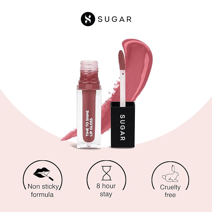 SUGAR Cosmetics - Time To Shine - Lip Gloss - 02 Velma Pinkley (Pink Nude) - 4.5 gms