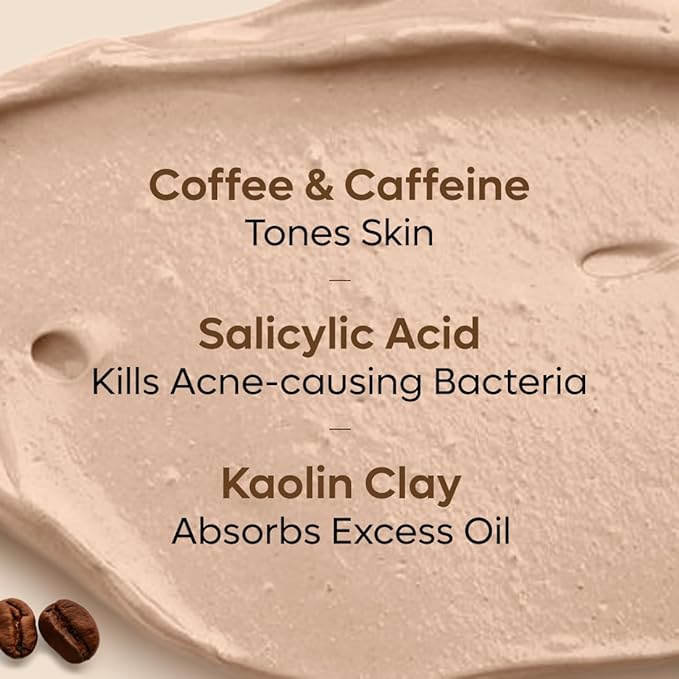 mCaffeine Anti Acne Cappuccino Coffee Face Pack for Oily Skin | Controls 99.9% Acne Causing Germs | Face Mask with Salicylic Acid for Acne & Oil Control | For Men & Women (100gm)