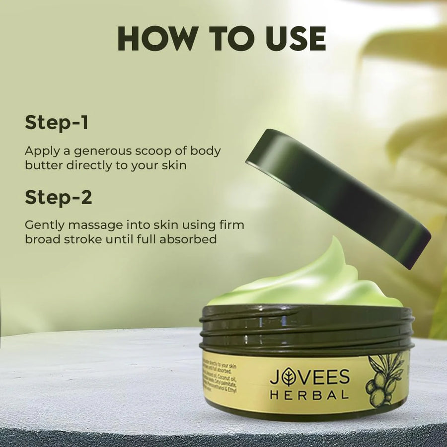 Jovees Shea Body Butter for Dry & Rough Skin | Deep Nourishment, Non-Sticky 200g