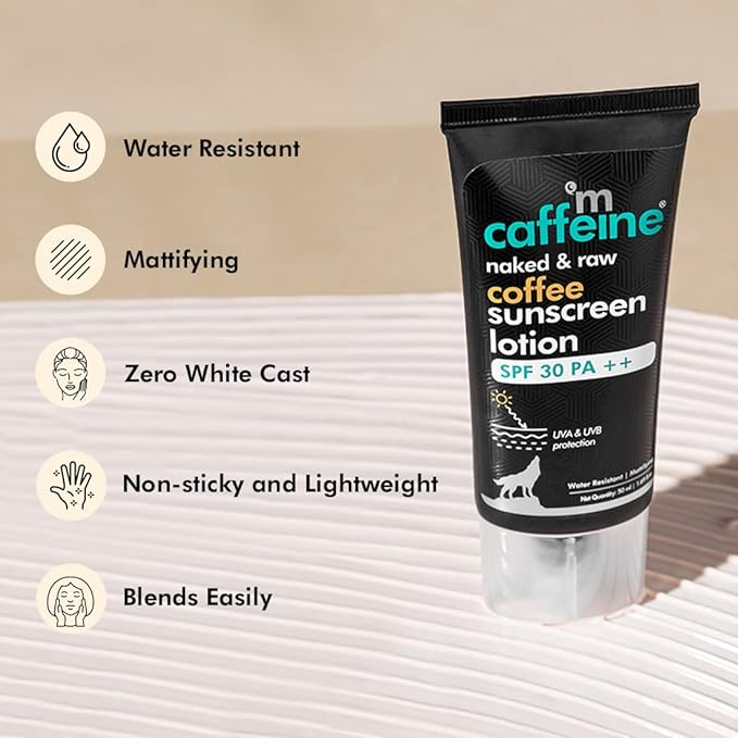 mCaffeine Coffee Matte Sunscreen SPF 30 PA++ for UVA & UVB Protection & Repair | Lightweight & Water Resistant Sun Cream with No White Cast | Sunscreen For Women & Men (50ml)