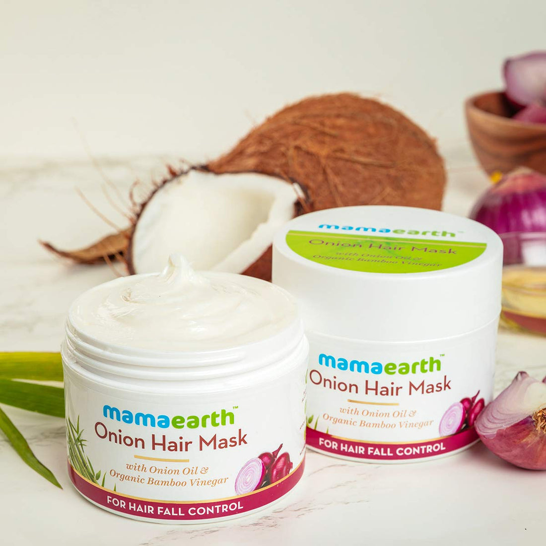 Mamaearth Onion Hair Mask for Men and Women 200ml - With Onion Oil & Organic Bamboo Vinegar - Damaged Hair & Hair Fall Control